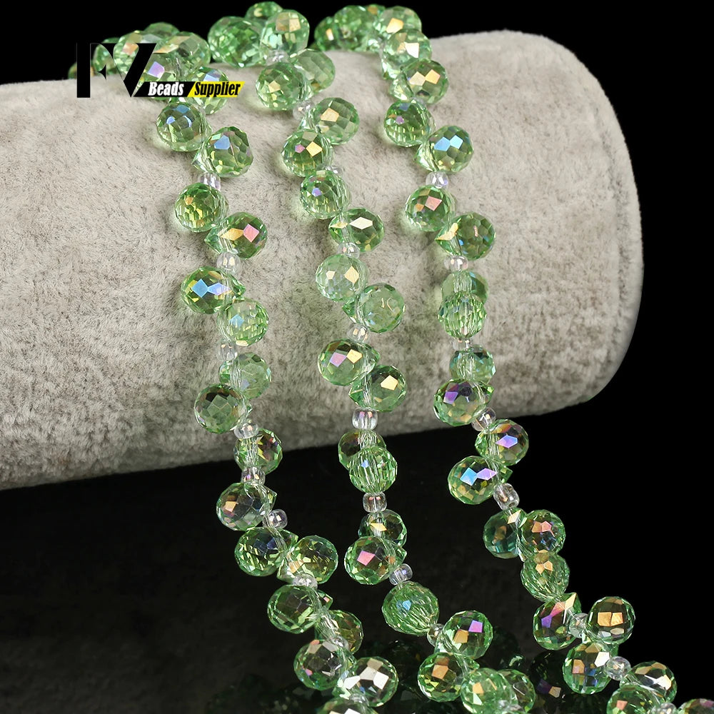 6mm Natural Stone Beads Green Waterdrop Crystal Loose Beads For Jewelry Making Handmade Diy Bracelet Accessories