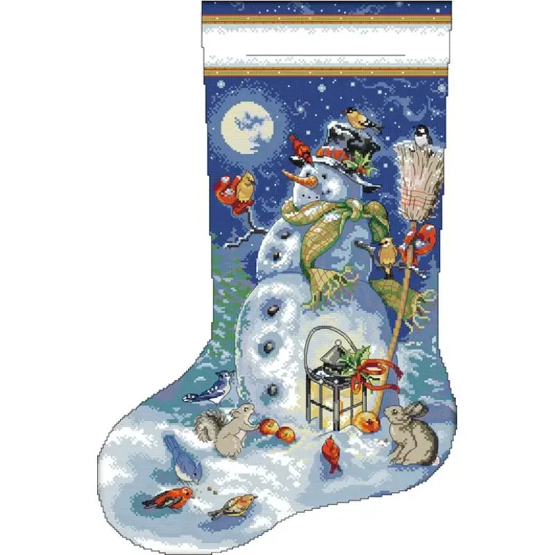 Christmas Stocking Series NKF Cartoon Pattern Cross Stitch Kit 14 16 11CT White Count Canvas Set DIY Embroidery Home Decor Gifts