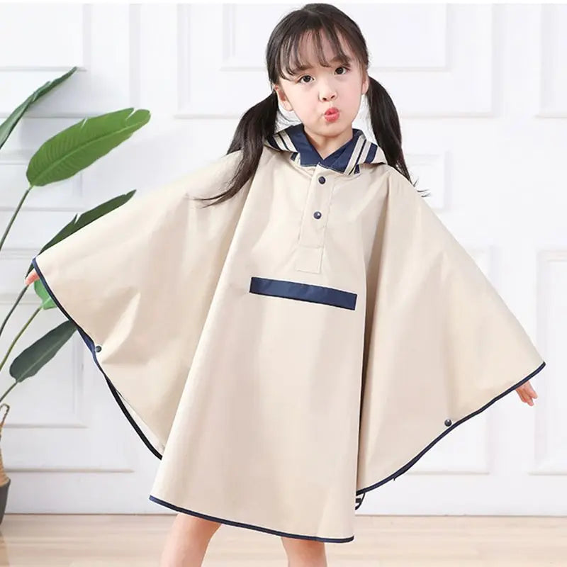 Raincoat Ponchos Rain Jacket Children Rainwear with Large Pocket, School Bag Position, for Boys Girls, S, M, L