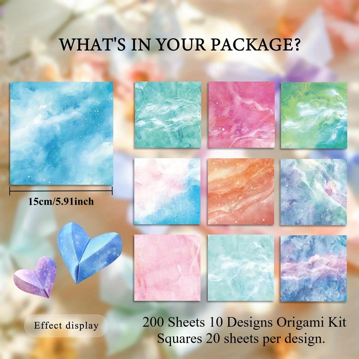 50-200 Sheets Origami Paper Kit Double Sided Squares for Scrapbook Decor, Folding Crafts Kids DIY School Arts Crafts Projects