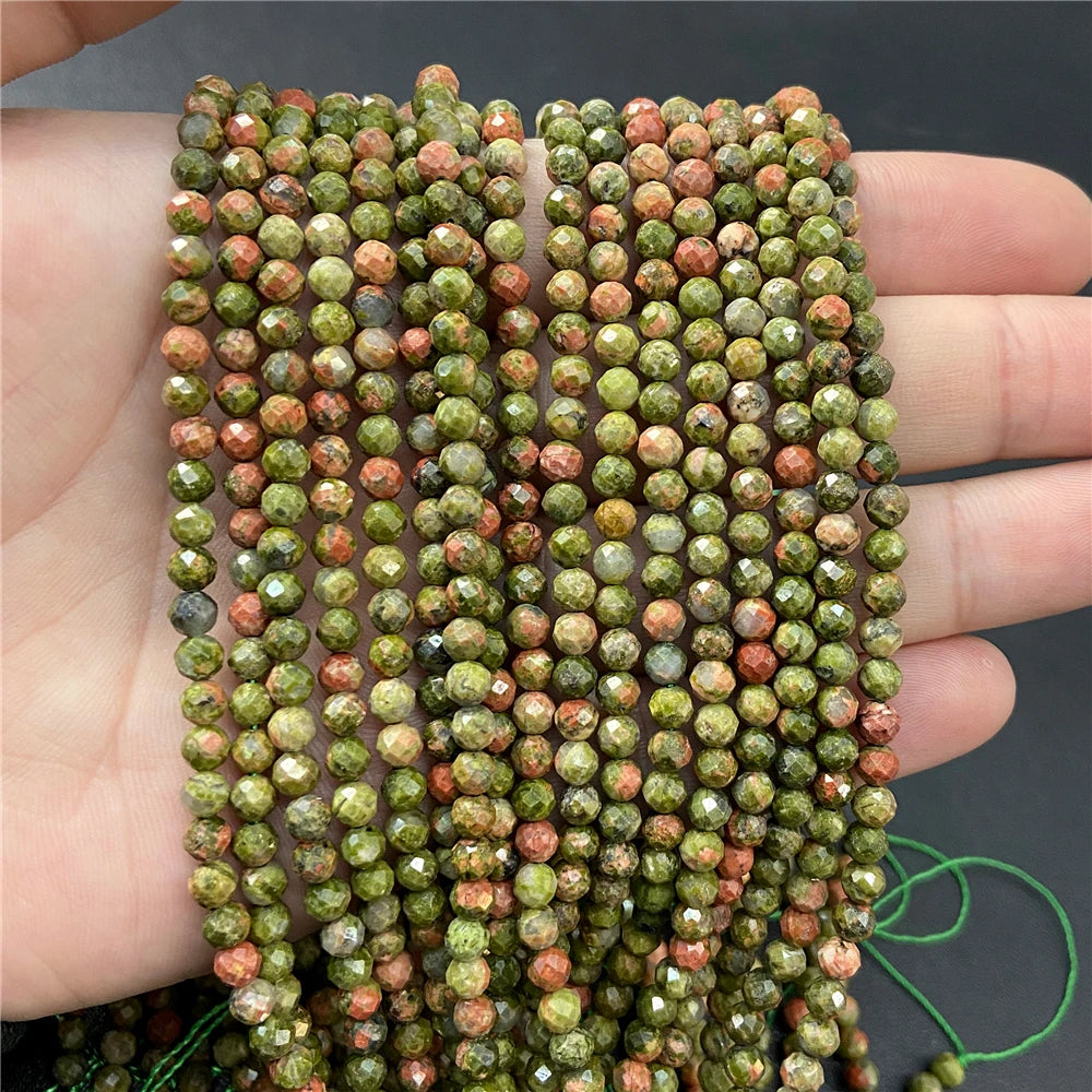 2mm 3mm 4mm Faceted Natural Stone Pink Rose Quartzs Crystal Beads Round Amethysts Loose Beads for DIY Jewelry Making Necklace
