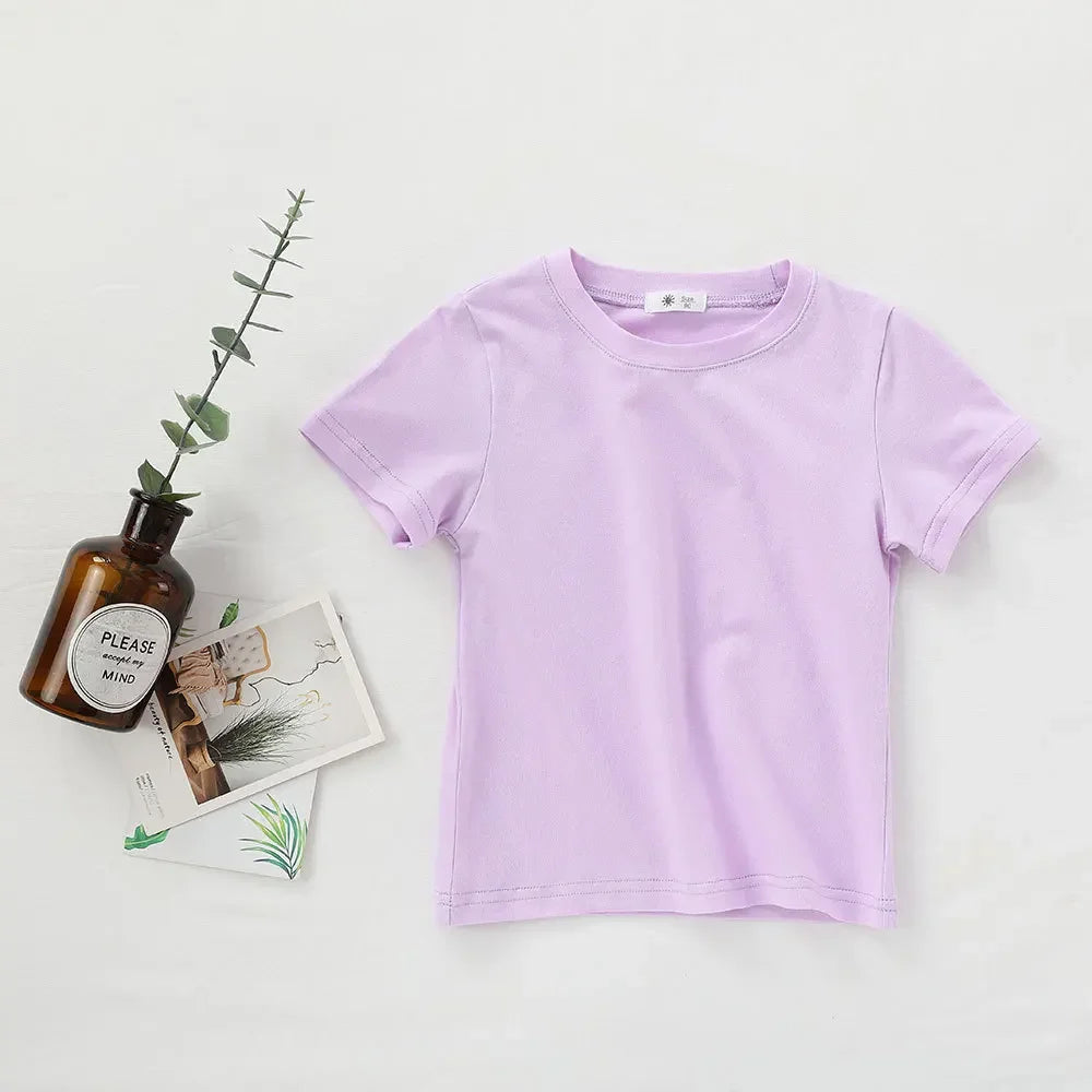 2-7T Toddler Kid Tshirt Summer Cotton Baby Boy Girls Clothes Short Long Sleeve Tee Top Casual Infant T Shirt Childrens Outfit