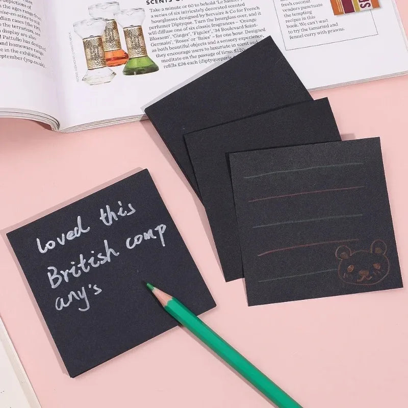 50 Sheets/pack Creative Paper Black Sticky Notes Self-Stick Notes Pads Posted It Notepad School Home Office Stationery Supplies