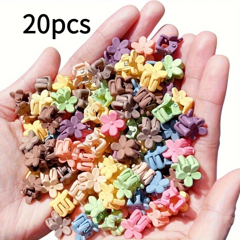 20/30/50 sets of mini hair clips, cute plastic flower-shaped hair accessories, pure color braids, suitable for teenagers, cute g