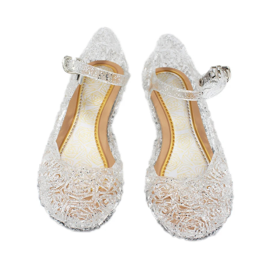 Toddler Infant Kids Baby Girls Summer Crystal Sandals Frozen Princess Jelly High-Heeled Shoes Party Dance Shoes Snow White Shoes