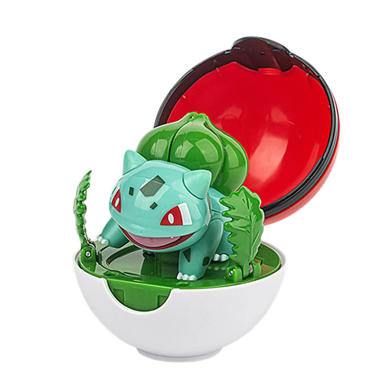 Pokemon Transformation Cartoon Model Pokeball Pikachu Toys Scalable Anime Figure Dolls Model Ornaments Children's Birthday Toys