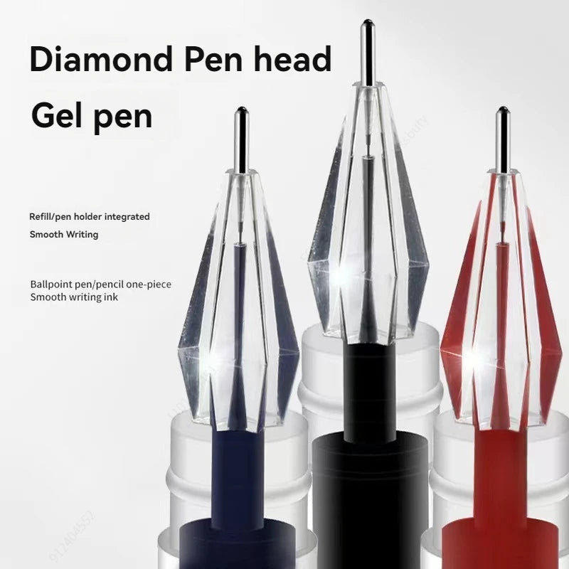 3/10pcs/mix Diamond Tip Gel Pen,0.38mm Large-capacity Black/Blue/Red Ink Exam Signing Writing School Office Supplie Stationery