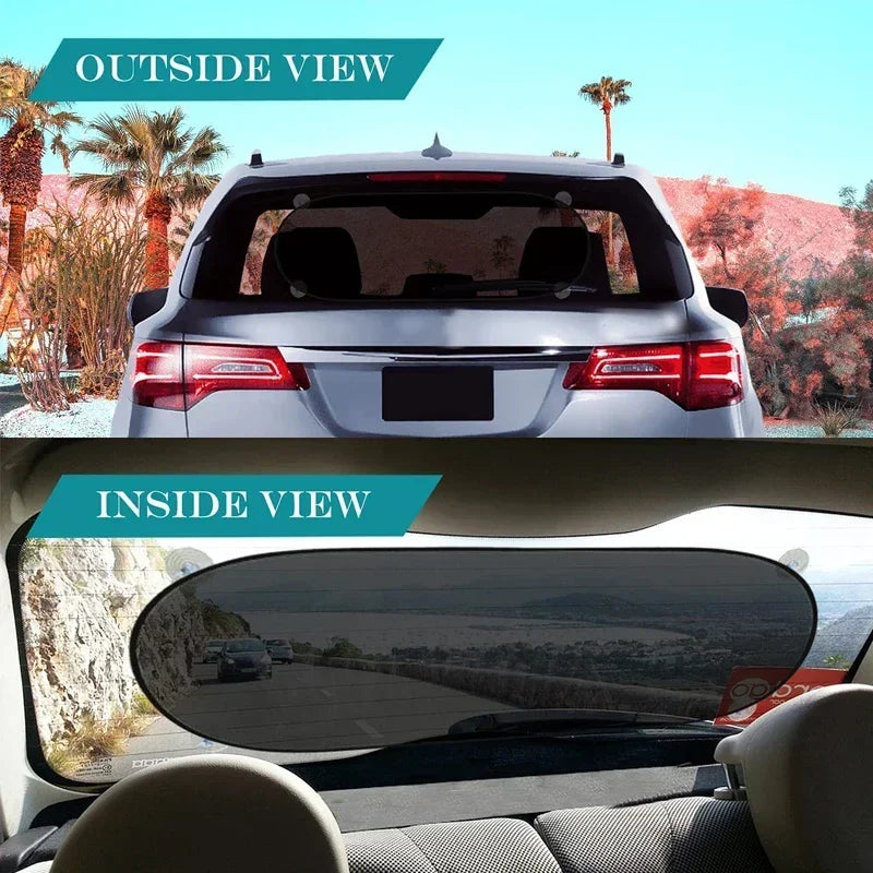 100x50cm UV Protection Folding Car Rear Window Sunshade - Universal Mesh Visor with Suction Cups, Summer Essential