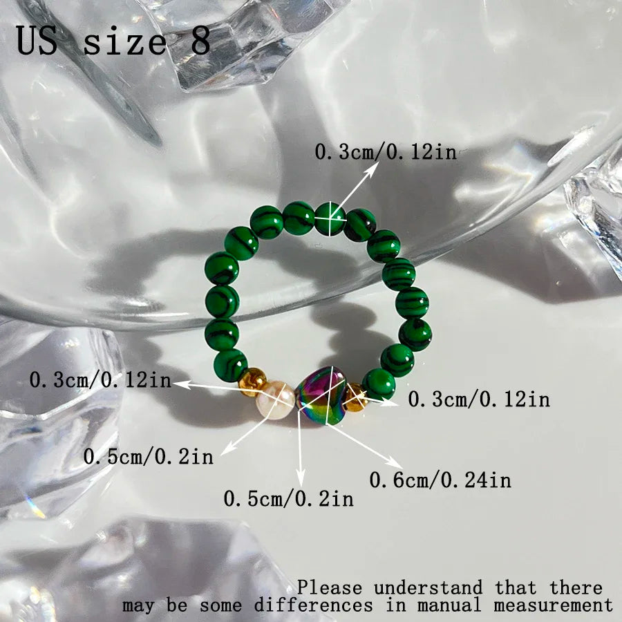 Bohemia Natural Stone Ring for Wedding Love Heart Jewelry Gifts Handmade Elastic Thread Adjustable Freshwater Pearl Women Rings
