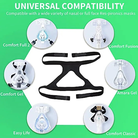 Universal Elastic Headgear CPAP Replacement Belt - Adjustable Sleep Apnea Therapy Accessory without Mask