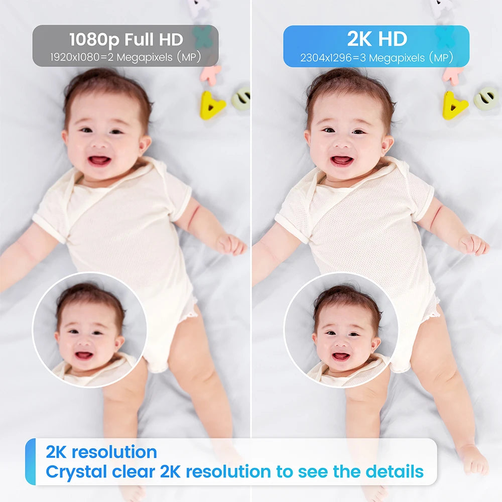 4MP XIAOVV  Video Baby Monitor Cry Detection Full Color Night Vision 360 Degree Rotating Two-way audio WiFi Indoor infant Camera