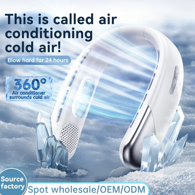 Lenovo Hands Free Neck Fan Portable USB Rechargeable Bladeless Cooling Fan Quiet Wearable Fan For Summer Travel Mini Long Endur
