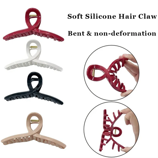 2025 New Silicone Material Hair Claw Clip Crab Barrette Girls Ponytail Hair Claws Bath Clip Fashion Hair Accessories Headwear