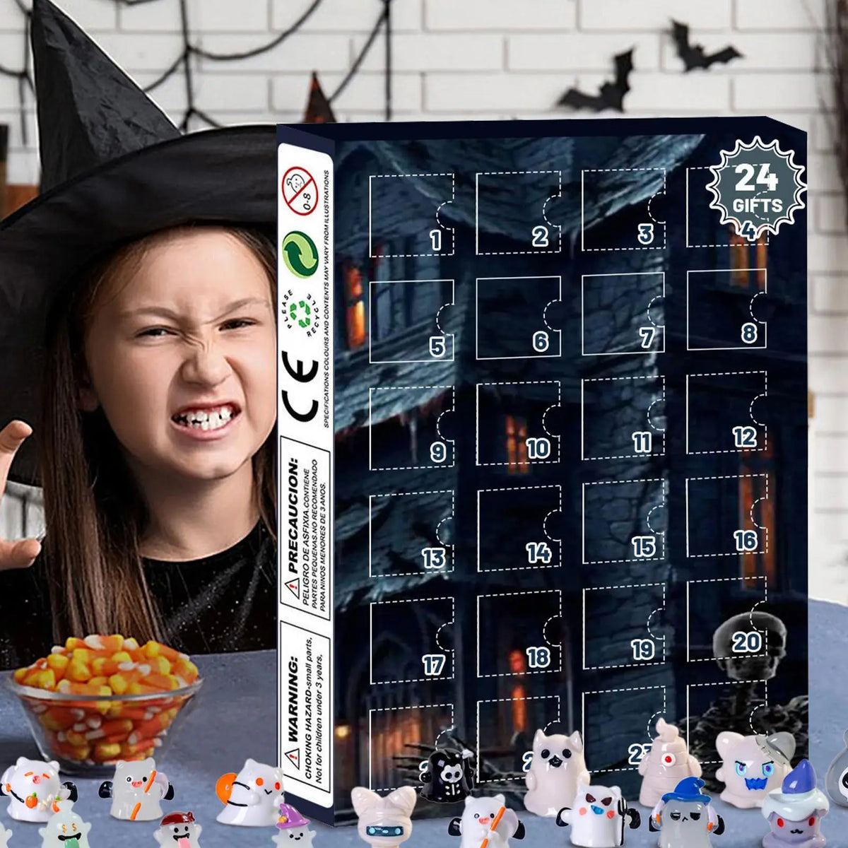 Halloween Countdown Calendar 24 Days Halloween Advent Horror Figures Calendar Resin Figurines Home Decorations for Table Girls