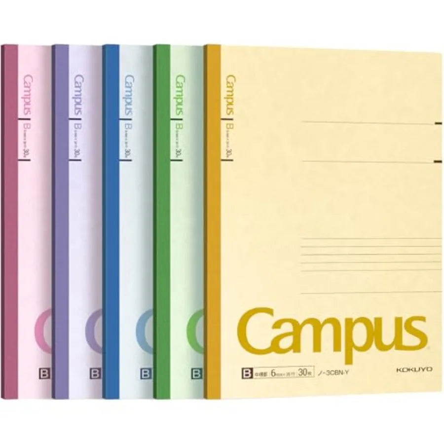 Composition Notebooks, 5 Pack Campus Semi-B5 Comp Book with B 6mm Ruled, 30 Sheets, Classic School Lined Notebook, Journal Note