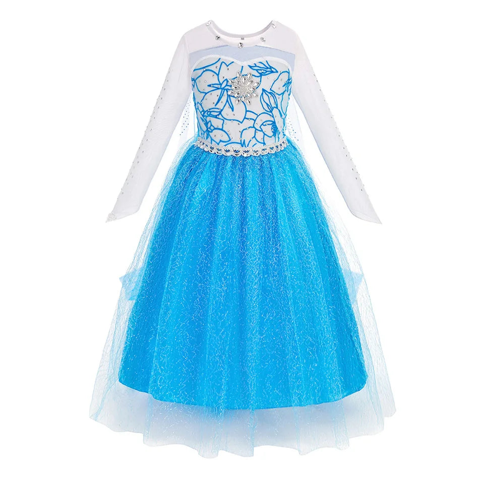 Girls Princess Dress Kids Cinderella Snow White Aurora Sofia Rapunzel Cinderella Halloween Costume Children Birthday Party Dress