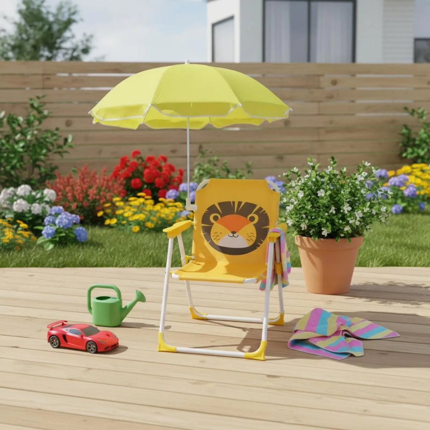 Outdoor Folding Chair Children'S Beach Chair With Sun Umbrella Camping Children'S Leisure Backrest Chair For Summer
