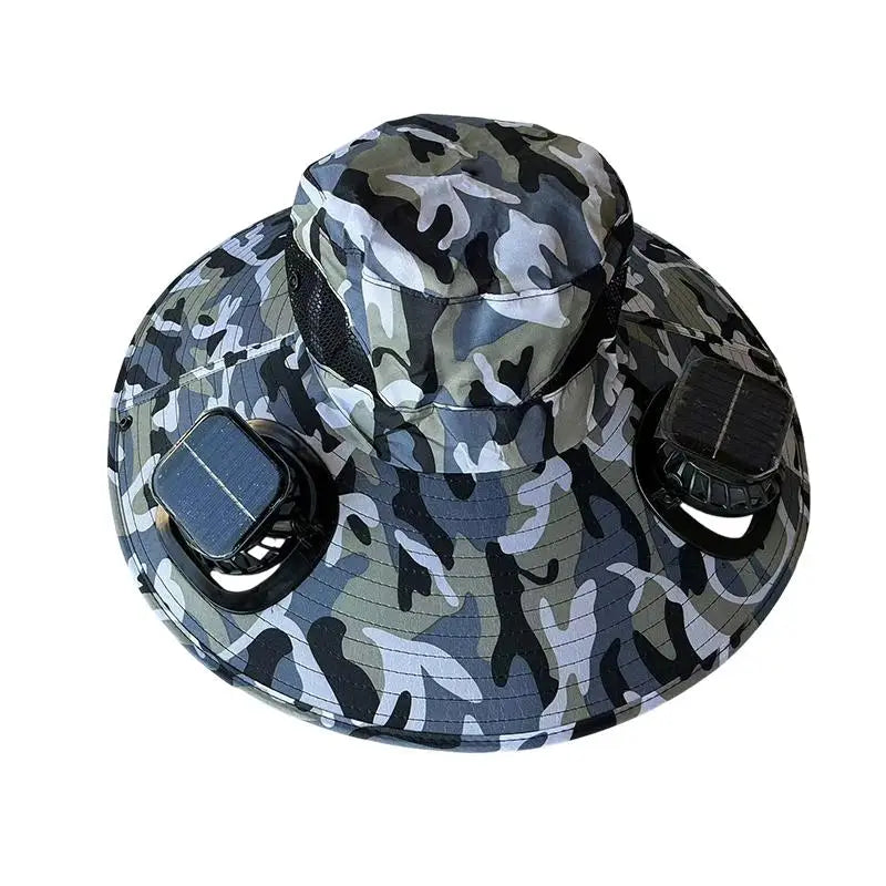 【SE】Solar Powered Sun Hat Cooling Fan UV Protection Outdoor Hiking Fishing Camping Summer Travel Bucket Hat Sun Protection Hat