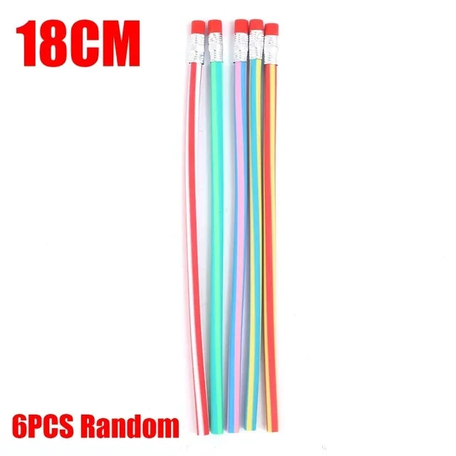 6/1Pcs Magic Bendy Flexible Soft Pencil with Eraser Colorful Creative Novelty Bend Pencils for Kids Student Gift School Supplies
