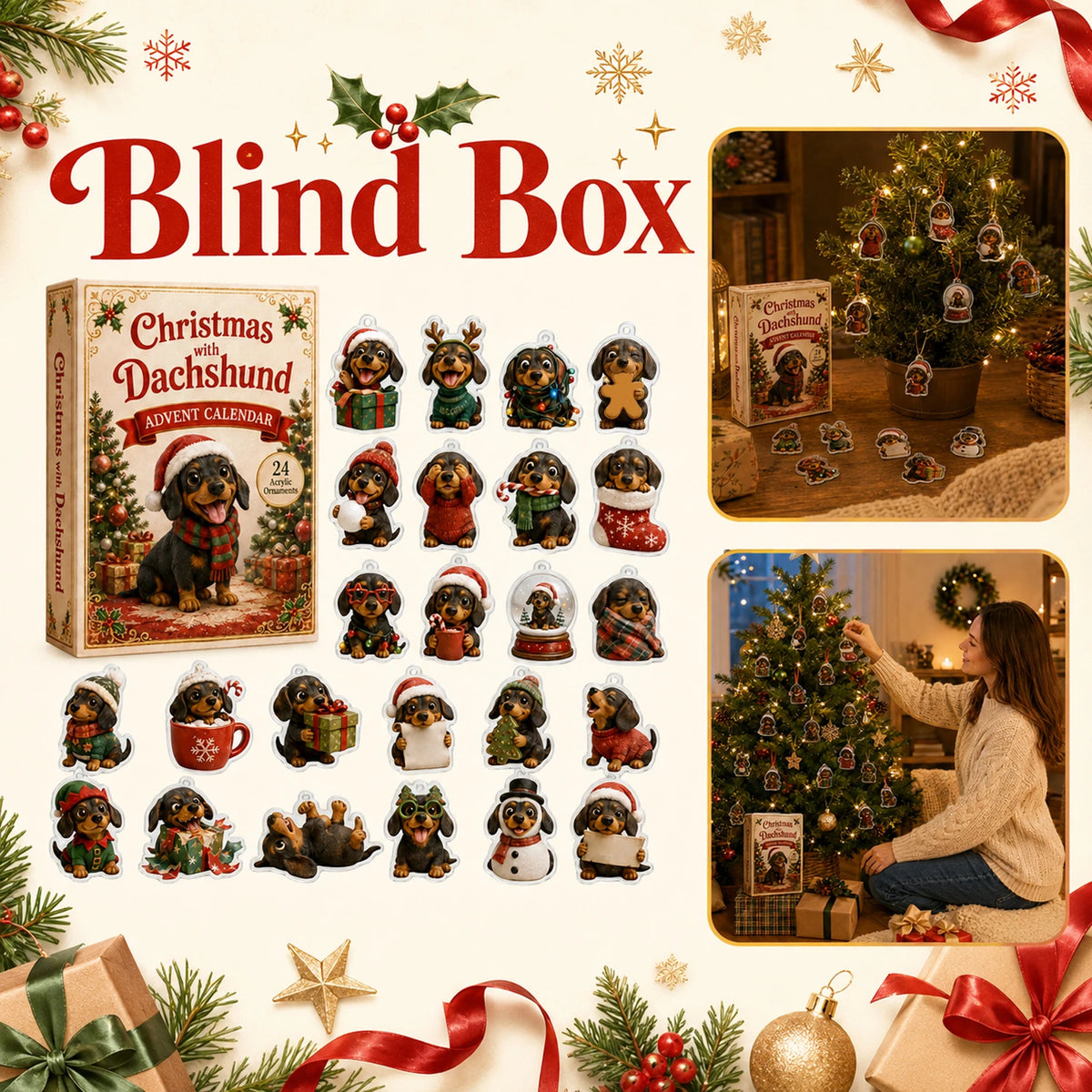 Dachshund Christmas Advent Calendar – 24-Day Countdown Party Favor Gifts