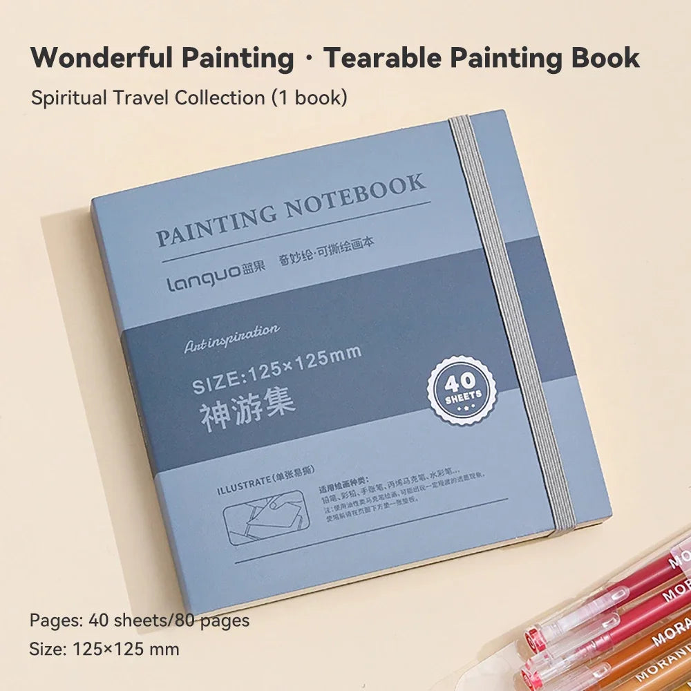 Languo Tearable Drawing Notebook Sketchbook Handbook 250gsm Paper 40sheet Mini Book for Watercolor Acrylic Marker Pen Gouache