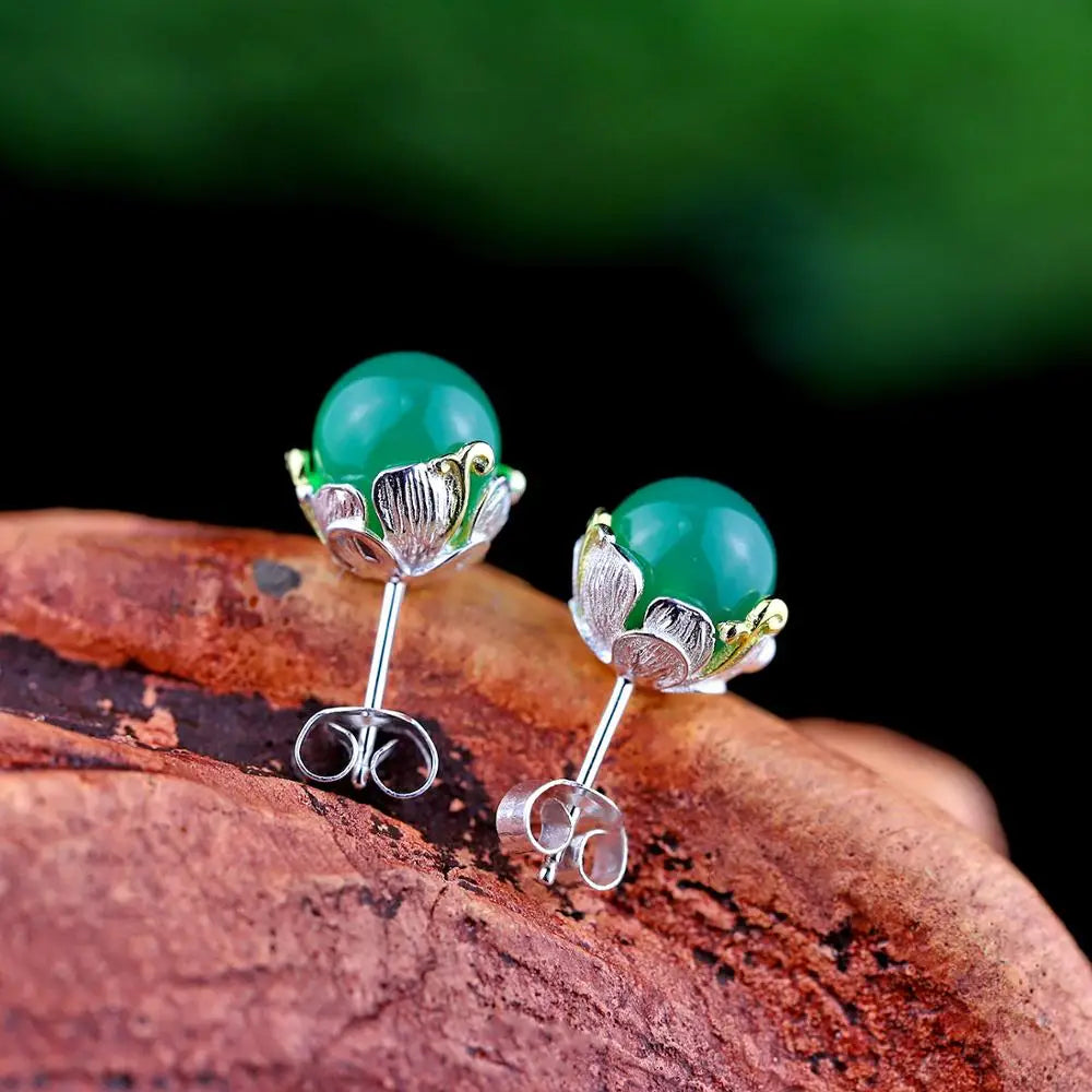 Uglyless Retro Enamel Flower Stud Earrings for Women Natural 10MM Pearl MINI Studs Solid 925 Silver Floral Brincos Jewelry E1434