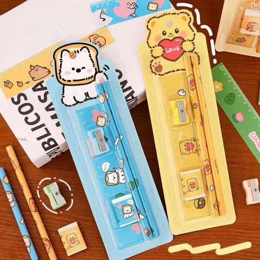 5Pcs Cartoon Stationery Set Christmas Gift Children Writing Tools Learning Supplies Prizes Gift Office School Art Drawing Pencil