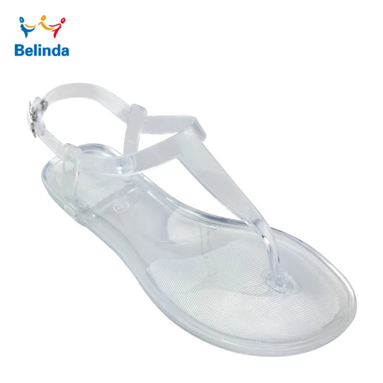 Summer Women's Jelly Sandals PVC Flat Bottom Outdoor Beach Casual Crystal Sandals Women Sandalias Womenshoes Zapatos De Mujer