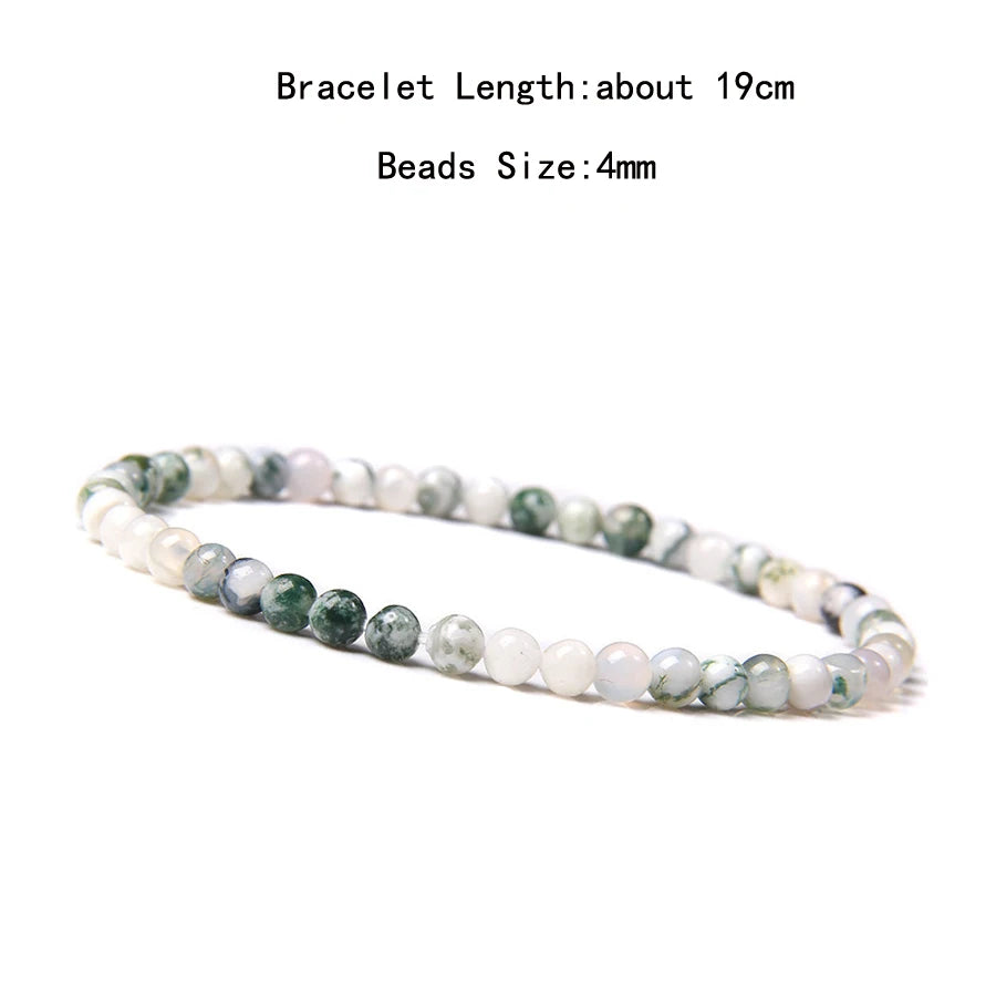 4mm Quartz Agate Bead Natural Stone Beaded Bracelet Lava Rock Tiger Eye Black Onyx Crystal Women Men Yoga Healing Chakra Jewelry