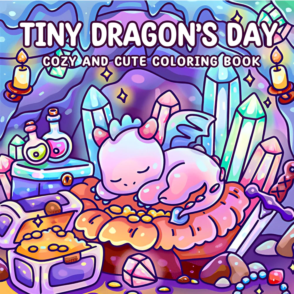 TINY DRAGON'S DAY COZY AND CUTE Coloring Book for Adult Relieve Stress Kill Time DIY Painting Drawing Book Kids Educational Toys