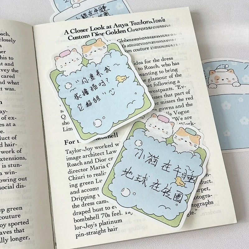 Post It Notes Cloud Diary Cute Cat Illustration Material Shape Multifunctional Sticky Notes Message Memo