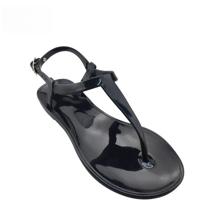 Summer Women's Jelly Sandals PVC Flat Bottom Outdoor Beach Casual Crystal Sandals Women Sandalias Womenshoes Zapatos De Mujer