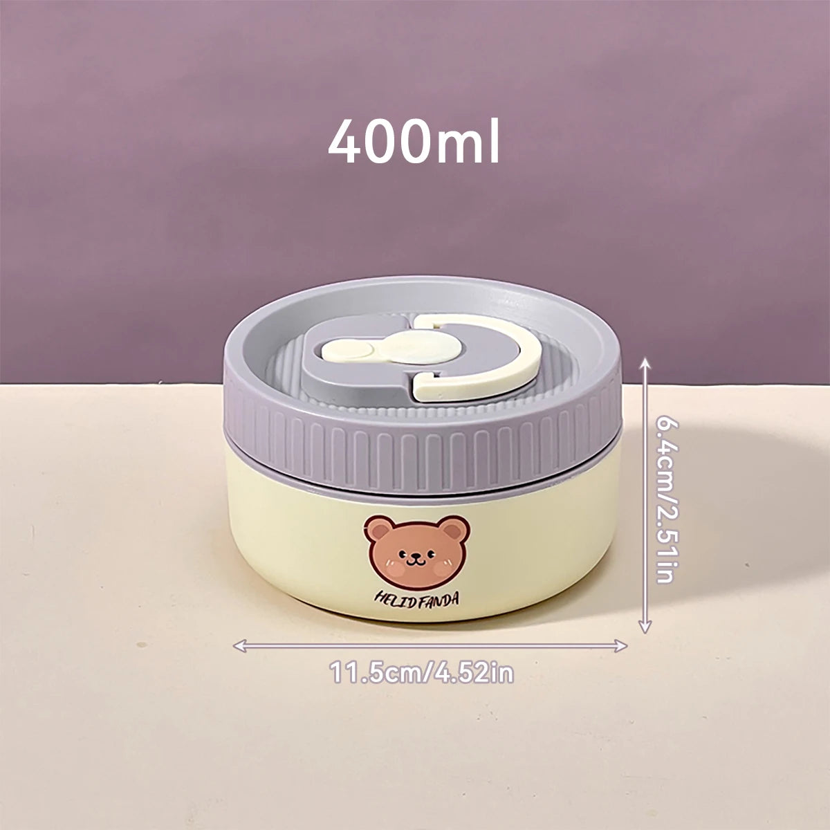 WORTHBUY Portable Cute Bear 304 Stainless Steel Insulated Bento Lunch Box Microwave Sealed Lunch Container For Kids  Students