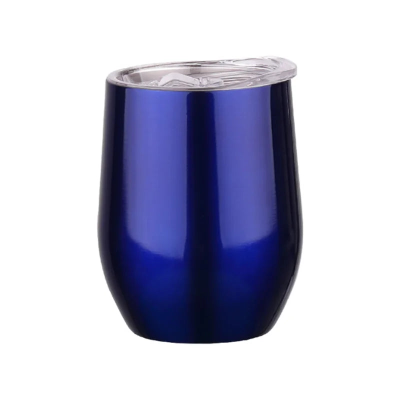 12OZ Wine seal Cover Custom Logo Mug Vacuum Insulated Thermos Garrafa Termica  Egg Shape Coffee Tumbler  Wine Beer  With Lid
