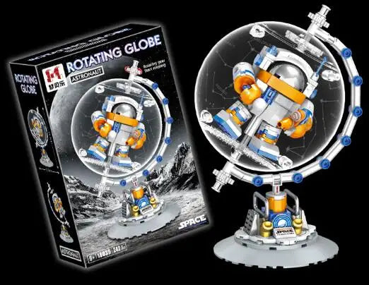 Light Up Globe Building Blocks STEM Toy for Girls DIY Rotating LED World Globe Model Science Educational Gift Home Decor