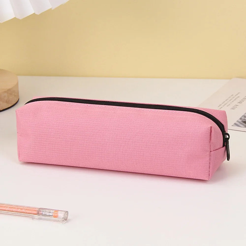 Solid Color Pencil Case Simple Pencil Bags For Student New Stationery School Supplies Kids Gift Zipper Big Cosmetic Bag