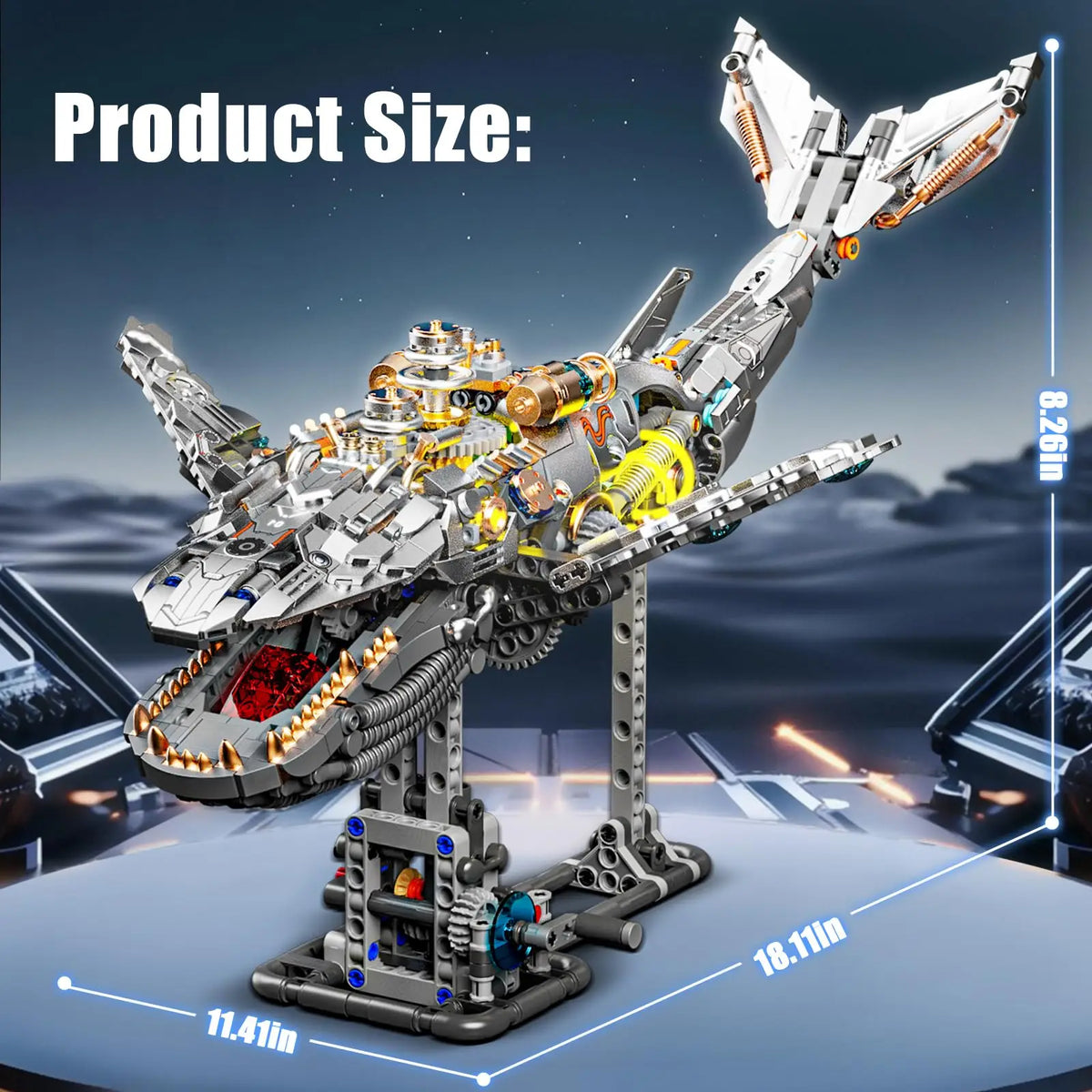 Creative Mechanical Whale Building Blocks, Ideals Sea Animal Marine Organism with Light Model, STEM Sensory Toy for Kid Gifts
