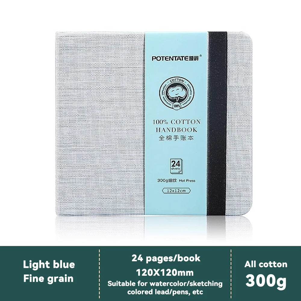 100% Cotton Square Watercolor Sketchbook 300gsm Paper Folded Drawing Pad Organ Sketch Notebook Student Watercolor Journal Book
