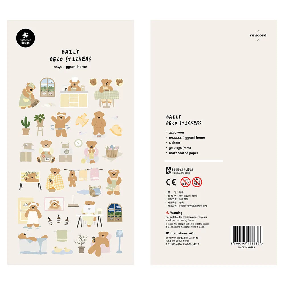 Korean Import Original Suatelier Collection Kawaii Daily Stickers Scrapbooking Diy Journal Stationery Sticker Deco Art Supplies