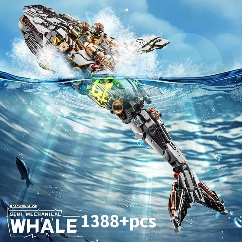 1388PCS MOC Mechanical Whale Building Block Kit Ocean Animal Model STEM Educational DIY Toy for Kids Gift