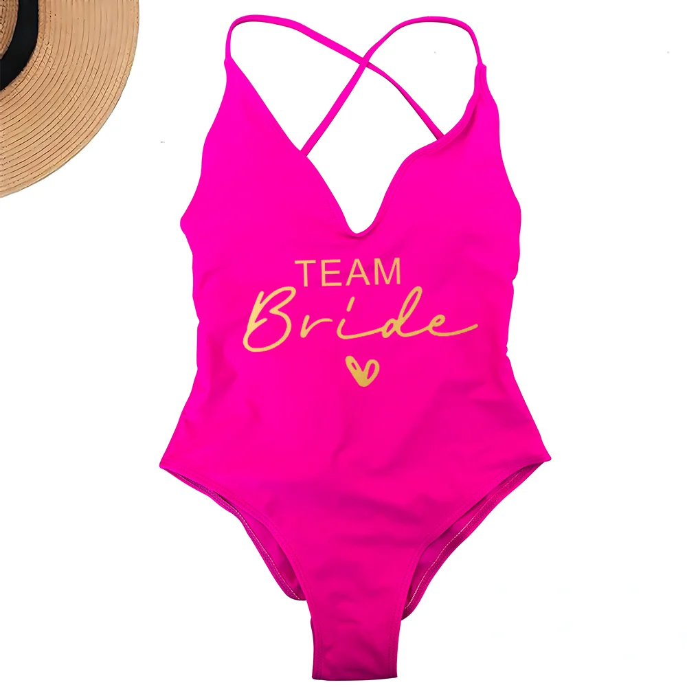 Sexy Padded One Piece Swimsuit Women Team Bride Swimwear Bikini Summer Bathing Suit Plus Size Beachwear Bachelorette Party Lady