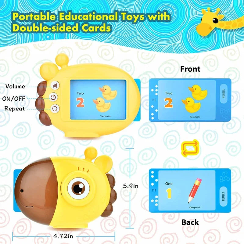 Giraffe Flash Card Reader Sight Words Language Games Learning English Russian Machine Kids Early Education Toy for Toddlers Gift