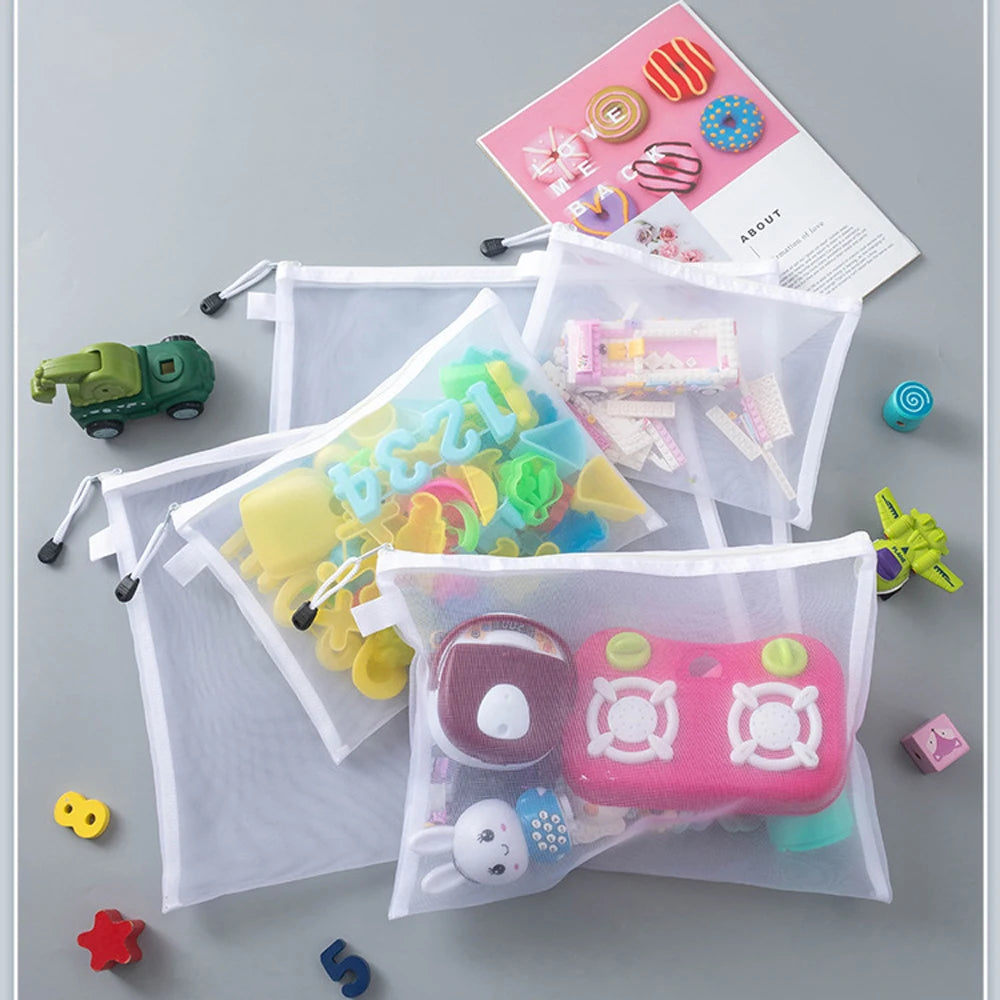 3Pcs File Folders A4 A5 A6 Document Storage Bag Nylon Mesh Zipper Pouch Test Stationery Office School Supplies