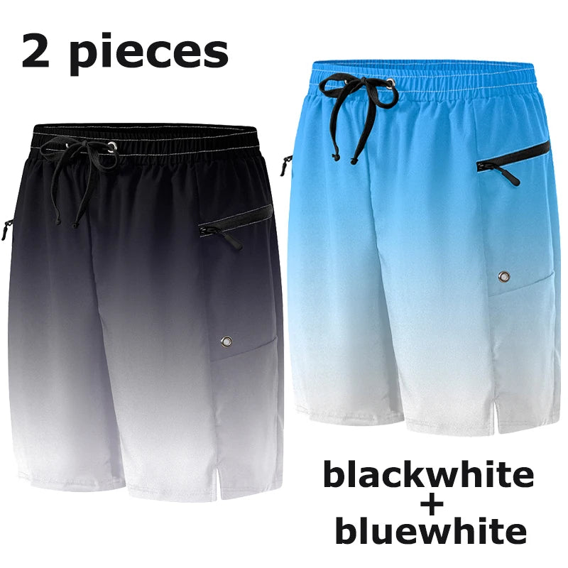 Mens Summer Beach Shorts with Zipper Pockets Quick Dry Board Shorts with Mesh Liner Swim Trunks Swimwear Swimsuit Bathing Suit