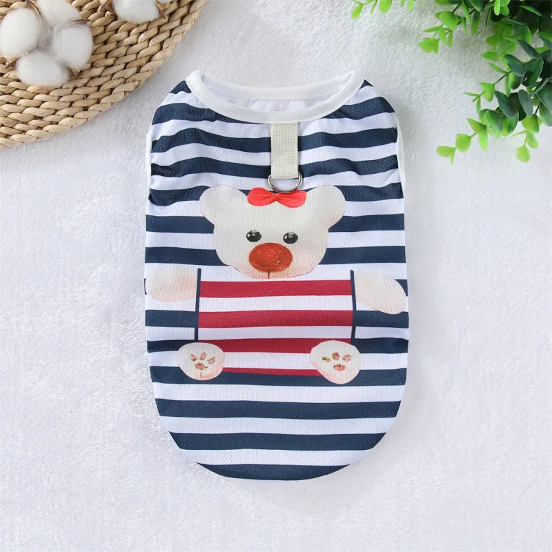 Cooling Summer Pet Dog Vest Cartoon Soft Cat Clothing Summer Casual Shirts Small Medium Large Dogs Puppy French Bulldog Clothes