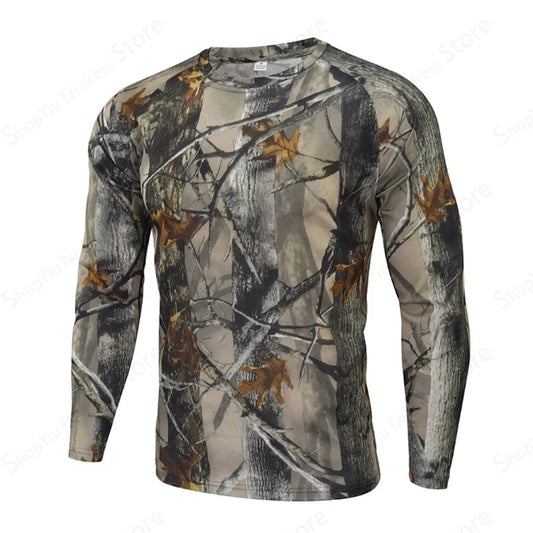 2025 Men's Camouflage 3D Printed Pattern Long Sleeve T-shirt Fashion Breathable Top Men's Outdoor Camouflage Top Men's Clothing