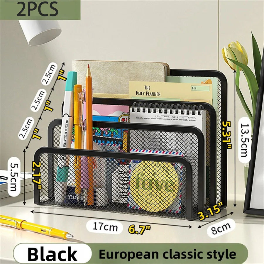 Desk Mail Organizer Small File Holders Letter Organizer Metal Mesh Document/Filing/Folders/Paper Organizer for Desktop