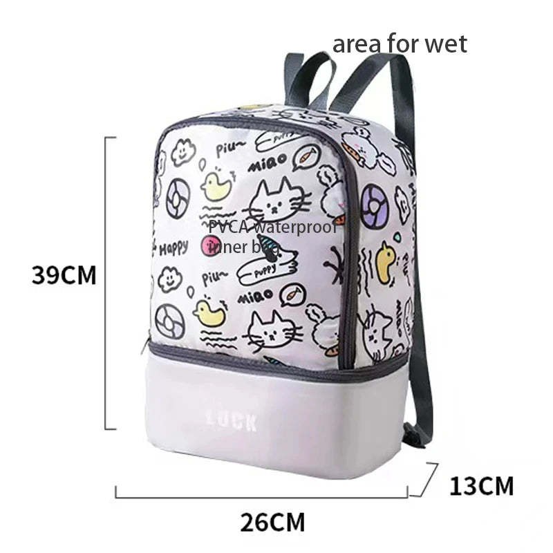 Dry Wet Separation Bag Kids Waterproof Storage Shoulder Backpack Waterproof Sport Travel Fitness Beach Swimming Bag Luggage Bag