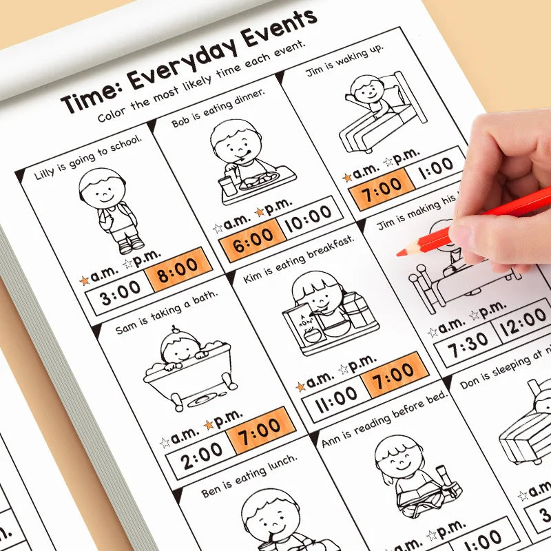 Kids Telling Time Workbook, Early Educational Clock Learning Book, Fun Time Recognition Activity Book for Toddlers