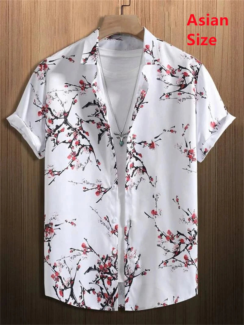 Summer Flower 3D Print Top Men's Summer Hawaii Beach Shirts Outdoor Party Men's Breathable Short Sleeve Street Social Apparel